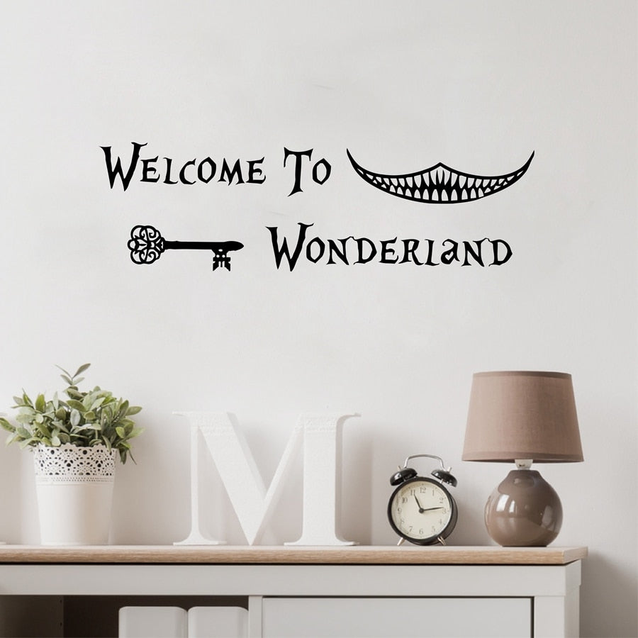 Alice in Wonderland Wall Sticker Art Decor Welcome To Alice in Wonderland Wall Decals Kids Room Wall Door Decoration