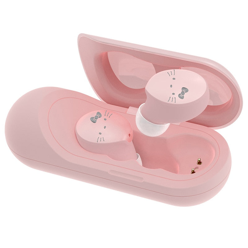 Hello Kitty WIreless Bluetooth Earphone With Charging Case Smart Touch HiFi Earphone Mini Headset Noise Reduction Earphones