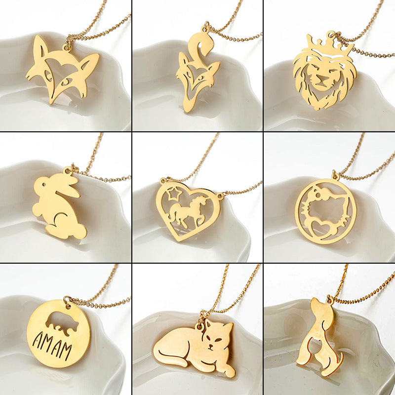 Ins Light Luxury Personality Cute Cartoon Animal Pendant Necklace