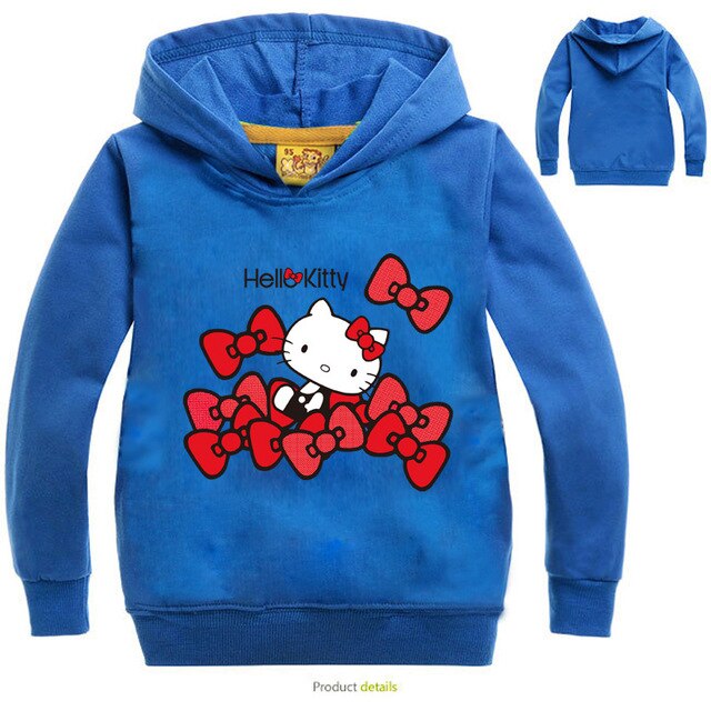 Classic Cartoon Hello Kitty Printing Hoodies Long Sleeve Casual Cotton Autumn Sweatshirts Cute Baby Gifts Clothing For Children