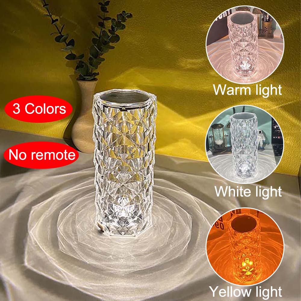 Acrylic Crystal Table Lamp 3/16 Colors Adjustable USB Rechargeable Desk Lamp Romantic Rose Reflection Light Room Decor Lamps