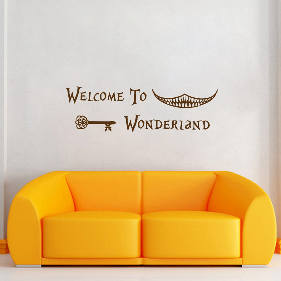 Alice in Wonderland Wall Sticker Art Decor Welcome To Alice in Wonderland Wall Decals Kids Room Wall Door Decoration