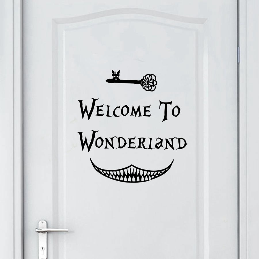 Alice in Wonderland Wall Sticker Art Decor Welcome To Alice in Wonderland Wall Decals Kids Room Wall Door Decoration