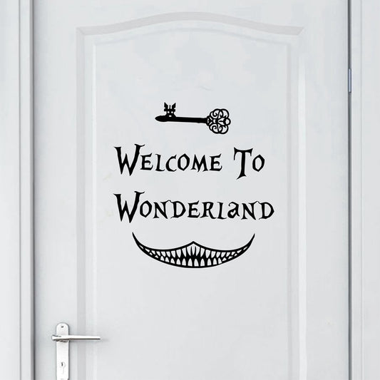 Alice in Wonderland Wall Sticker Art Decor Welcome To Alice in Wonderland Wall Decals Kids Room Wall Door Decoration