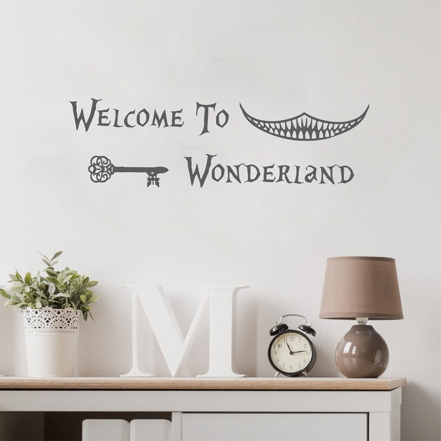 Alice in Wonderland Wall Sticker Art Decor Welcome To Alice in Wonderland Wall Decals Kids Room Wall Door Decoration