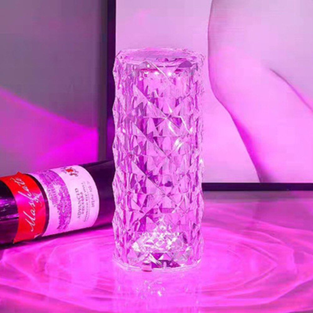 Acrylic Crystal Table Lamp 3/16 Colors Adjustable USB Rechargeable Desk Lamp Romantic Rose Reflection Light Room Decor Lamps